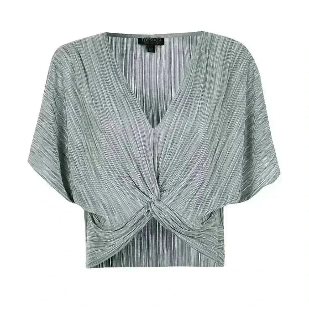 Missguided Women's Silver Poly/Spandex Top